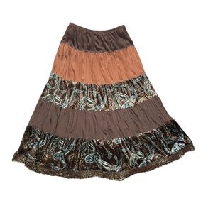 FANG Boho Layered Pattern Lace Maxi Spring Skirt